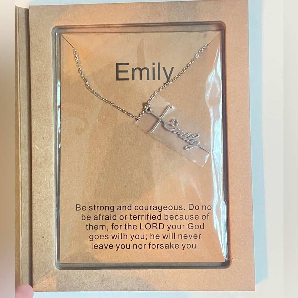 LCHERRY Emily Cross Nameplate Mixed Metal Necklace